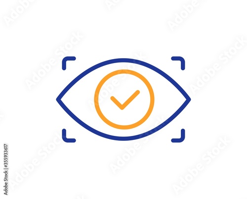 Biometric security scan line icon. Eye access sign. Private protection symbol. Colorful thin line outline concept. Linear style biometric eye icon. Editable stroke. Vector
