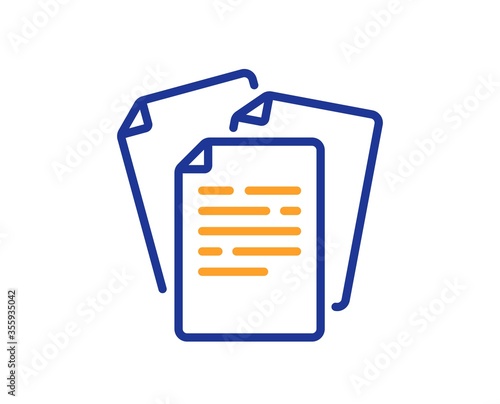 Documents line icon. Doc file page sign. Office note symbol. Colorful thin line outline concept. Linear style documents icon. Editable stroke. Vector