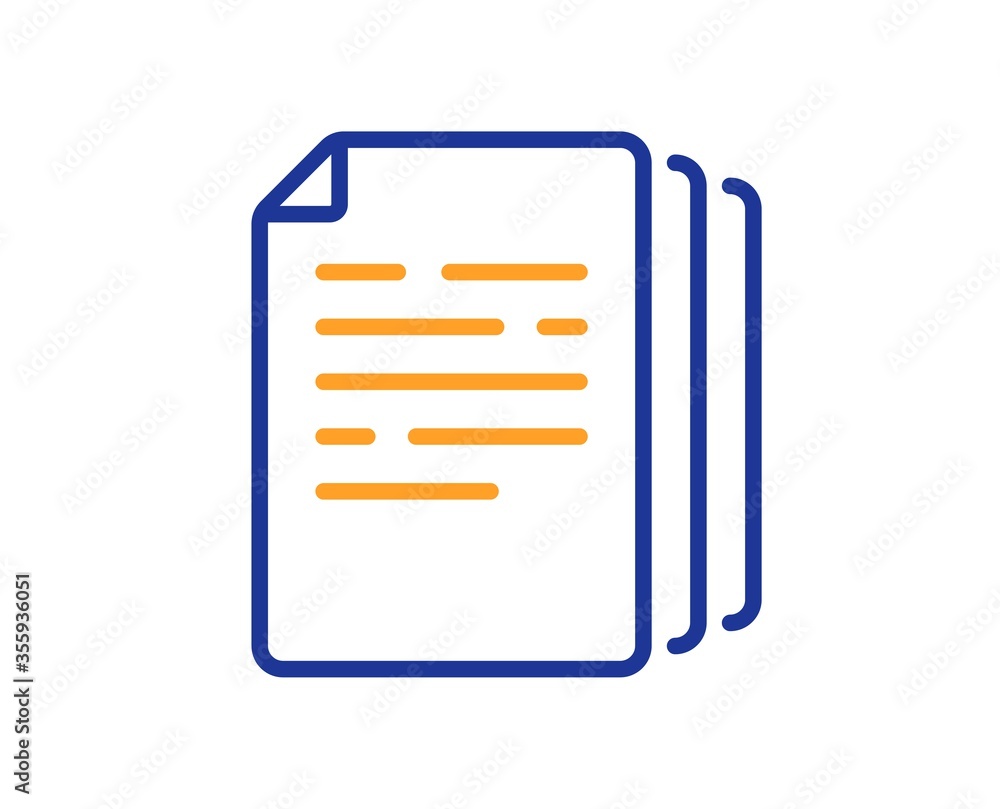 Copy documents line icon. Doc file duplicates sign. Office note symbol. Colorful thin line outline concept. Linear style copy documents icon. Editable stroke. Vector Copy documents line icon. Doc file duplicates sign. Office note symbol. Colorful thin line outline concept. Linear style copy documents icon. Editable stroke. Vector