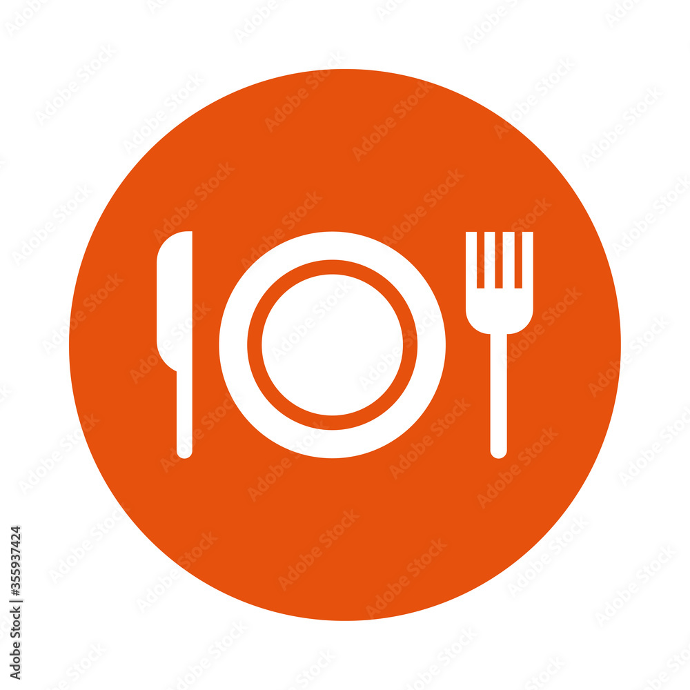 knife with fork and dish cutleries line style knife with fork and dish cutleries line style