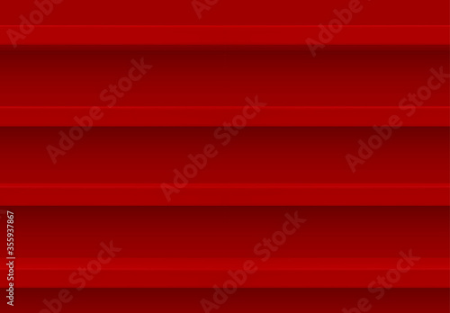 Red 3d shelf on the wall. Wooden horizontal realistic empty shelf