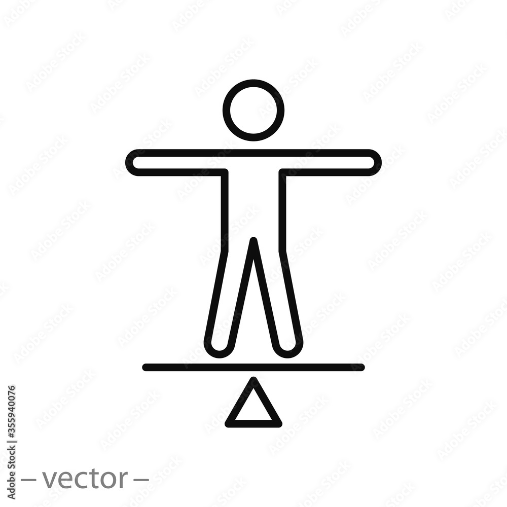 person balance icon, stability equilibrium, social calm, thin line symbol  on a white background- editable stroke vector illustration eps10 Stock  Vector | Adobe Stock
