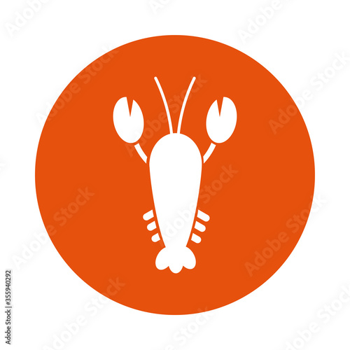 lobster seafood block style icon