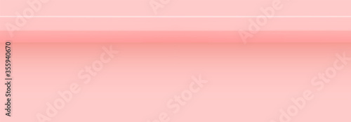 Pink 3d shelf on the wall. Wooden horizontal realistic empty shelf