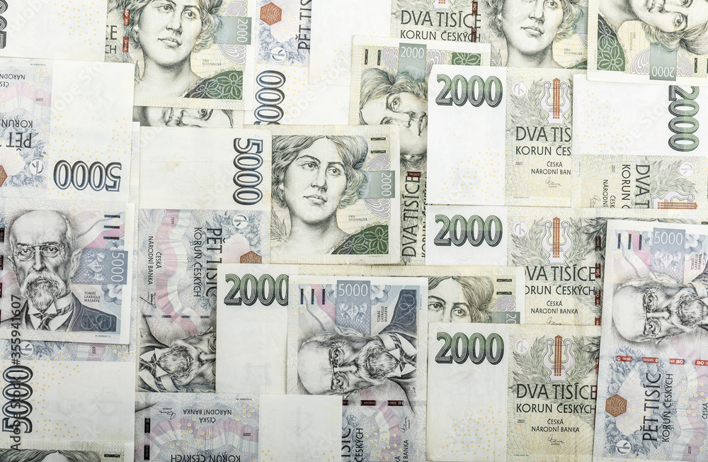 czech banknotes crowns, money concept crisis
