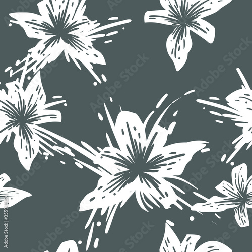 Abstract seamless pattern with flowers. Vector background for various surface. Trendy hand drawn textures.