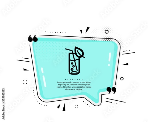 Water glass icon. Quote speech bubble. Soda aqua drink sign. Drop symbol. Quotation marks. Classic water glass icon. Vector