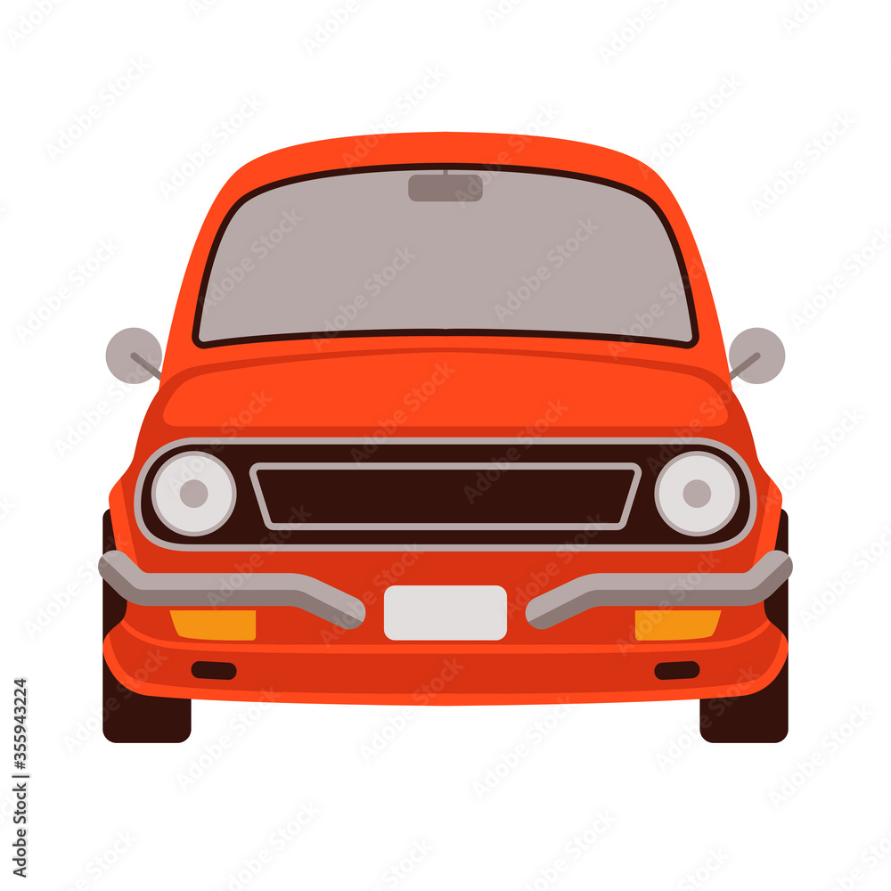 red ckassic car front view, vector illustration red ckassic car front view, vector illustration