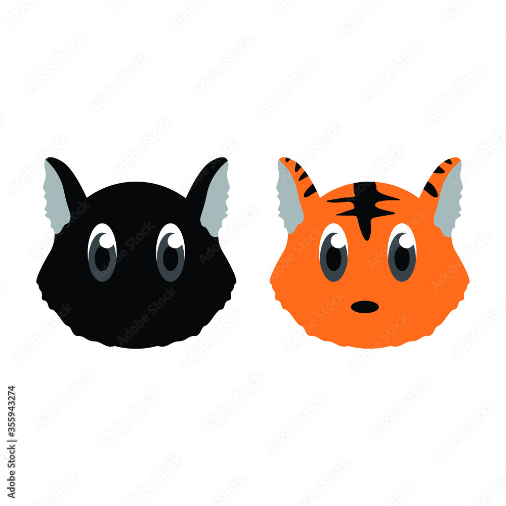 Simple Vector Design of a Cat with Tiger Theme in Black and Orange Simple Vector Design of a Cat with Tiger Theme in Black and Orange
