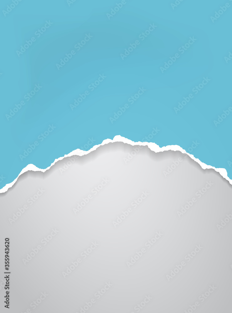 Torn, ripped piece of blue paper with soft shadow is on white background for text. Vector illustration Torn, ripped piece of blue paper with soft shadow is on white background for text. Vector illustration