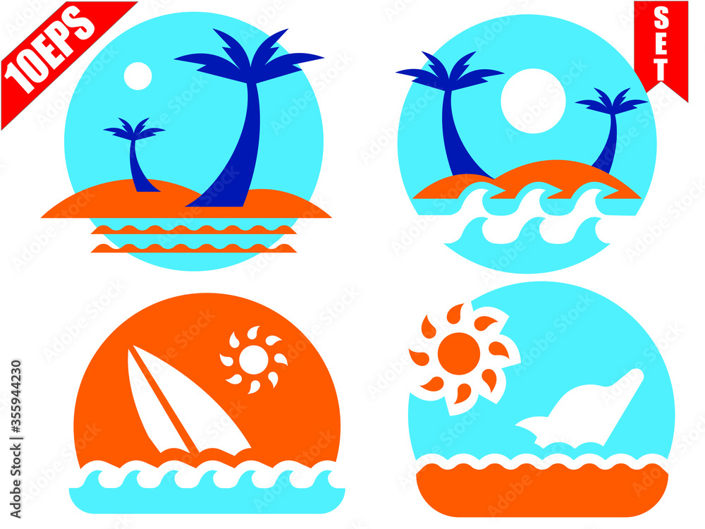 Travel logo. Tourism logo. Island icon.