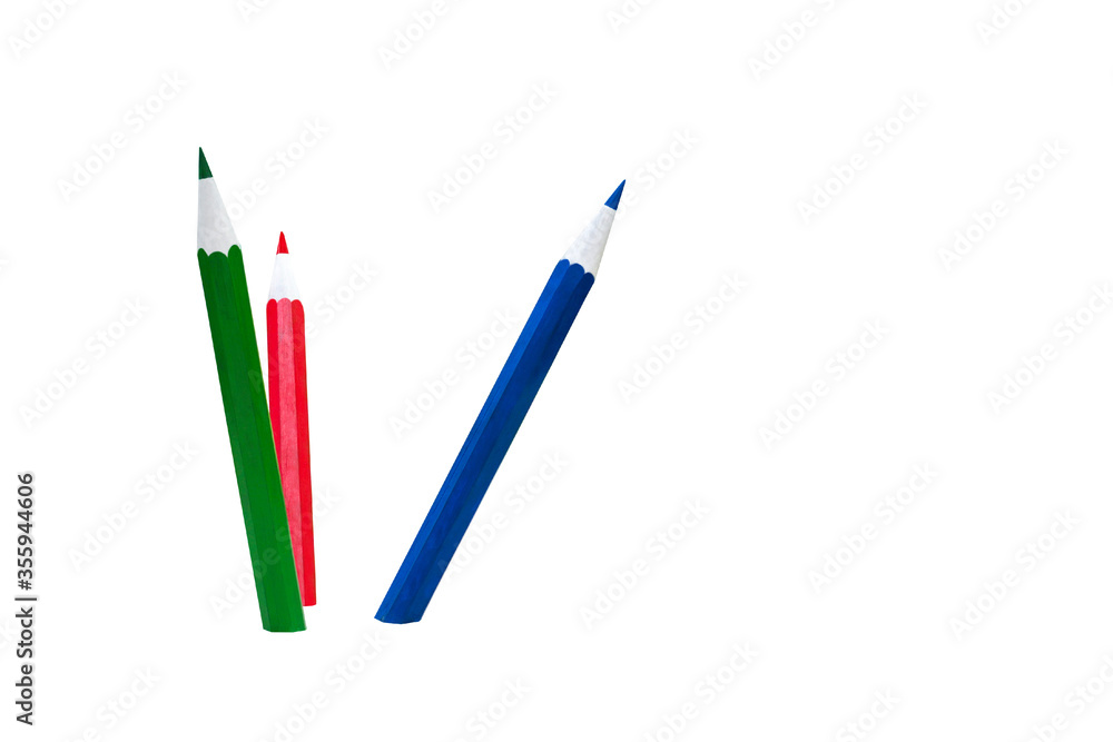 Colored pencils stuck in the white background Colored pencils stuck in the white background