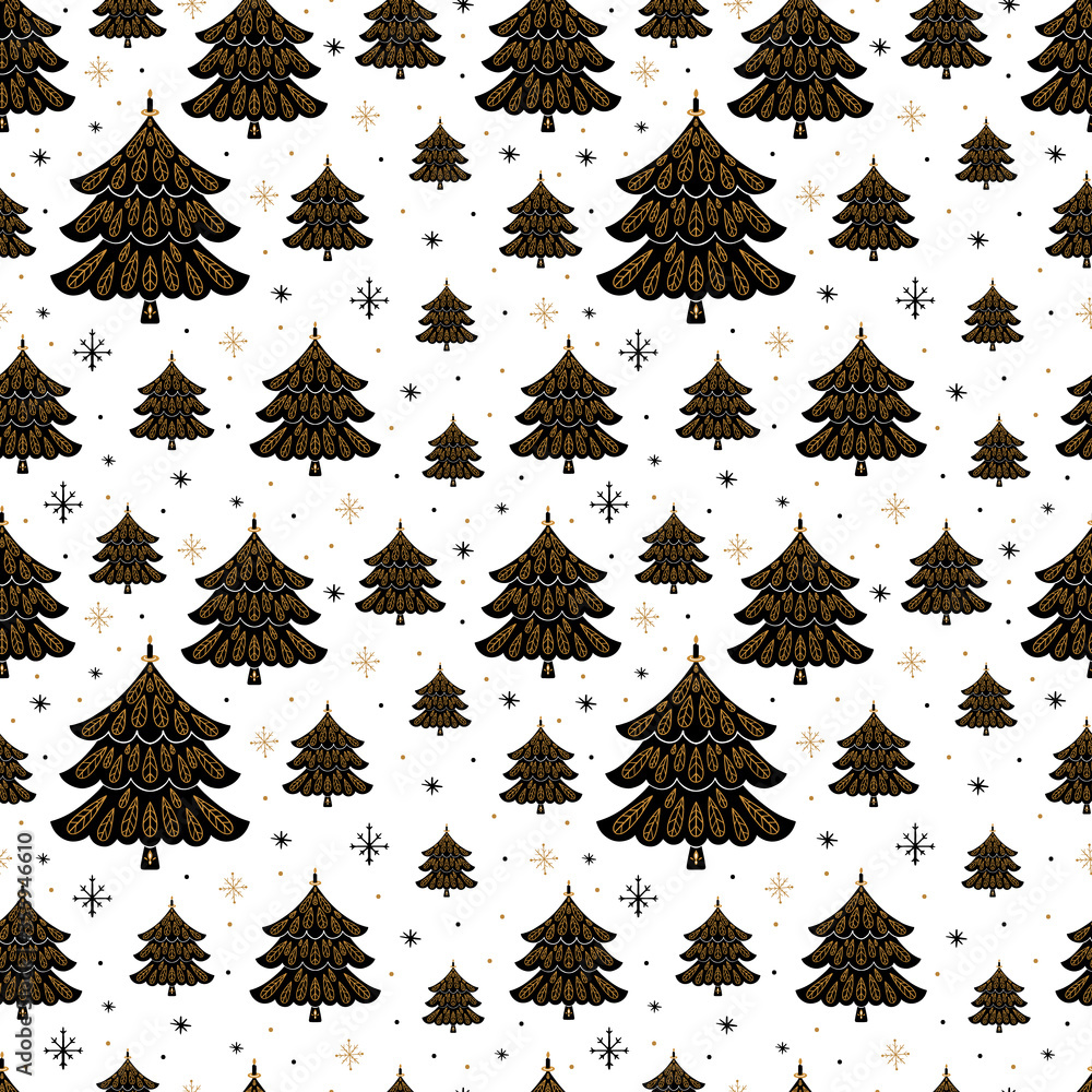 Obraz premium Christmas seamless pattern with gifts in Scandinavian style