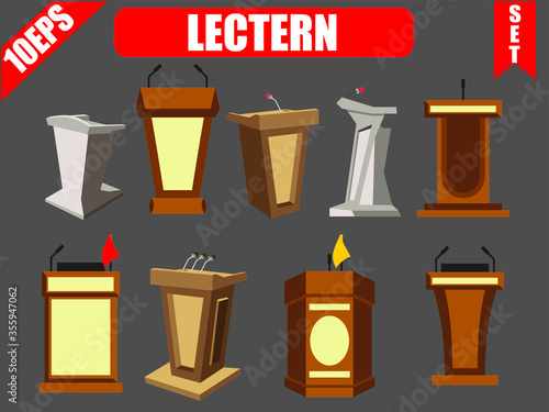 Pulpit icon set with grey background.