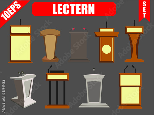 Pulpit icon set with grey background.