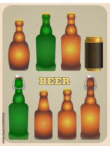 Different Kinds of Beer Bottles Without Labels