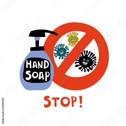 Stop Viruses vector illustration. Cartoon Background