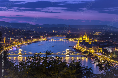 Budapest cityscape by night.