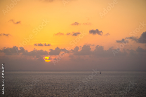 Seascape during sundown. Beautiful natural seascape with sunset at twilight