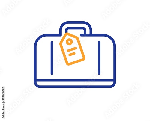 Airport hand baggage reclaim line icon. Airplane luggage sign. Flight checked bag symbol. Colorful thin line outline concept. Linear style hand baggage icon. Editable stroke. Vector