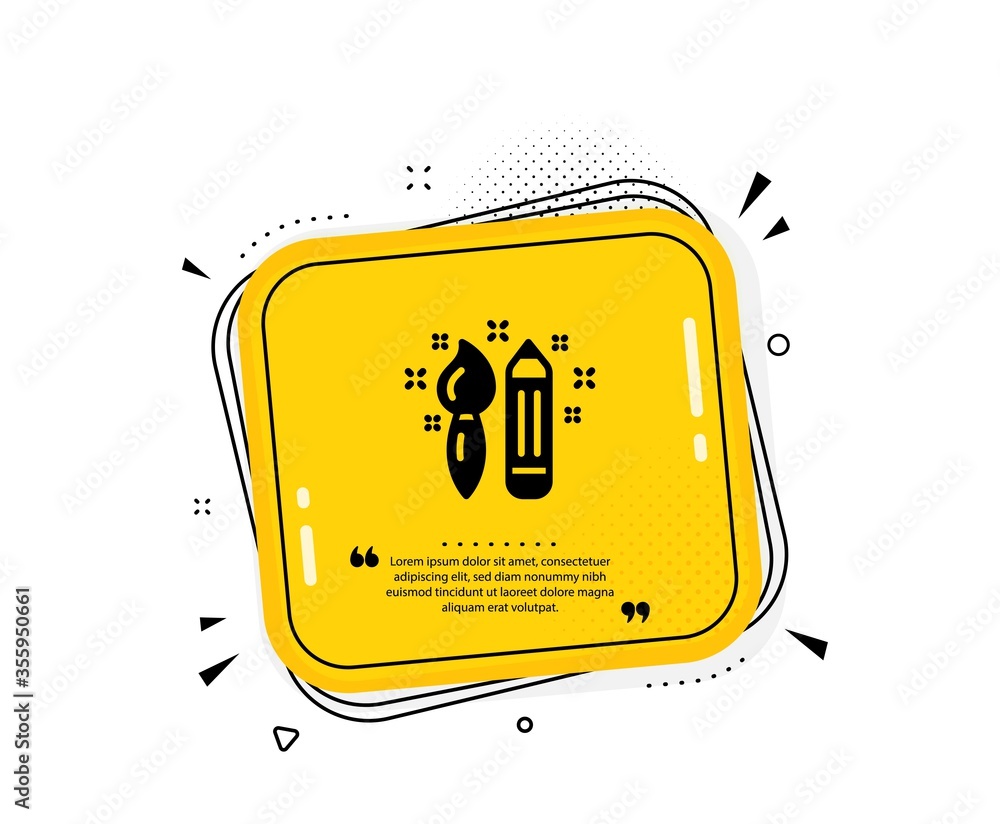 Creativity icon. Quote speech bubble. Graphic art sign. Brush and pencil symbol. Quotation marks. Classic creativity icon. Vector Creativity icon. Quote speech bubble. Graphic art sign. Brush and pencil symbol. Quotation marks. Classic creativity icon. Vector