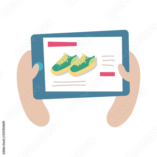 smartphone online things with shoes shop flat style