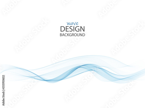 Vector background with dynamic wave lines. Blue transparent wave on a white background.