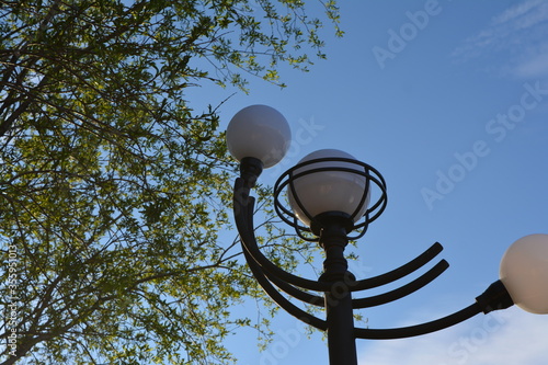 old white street lamp