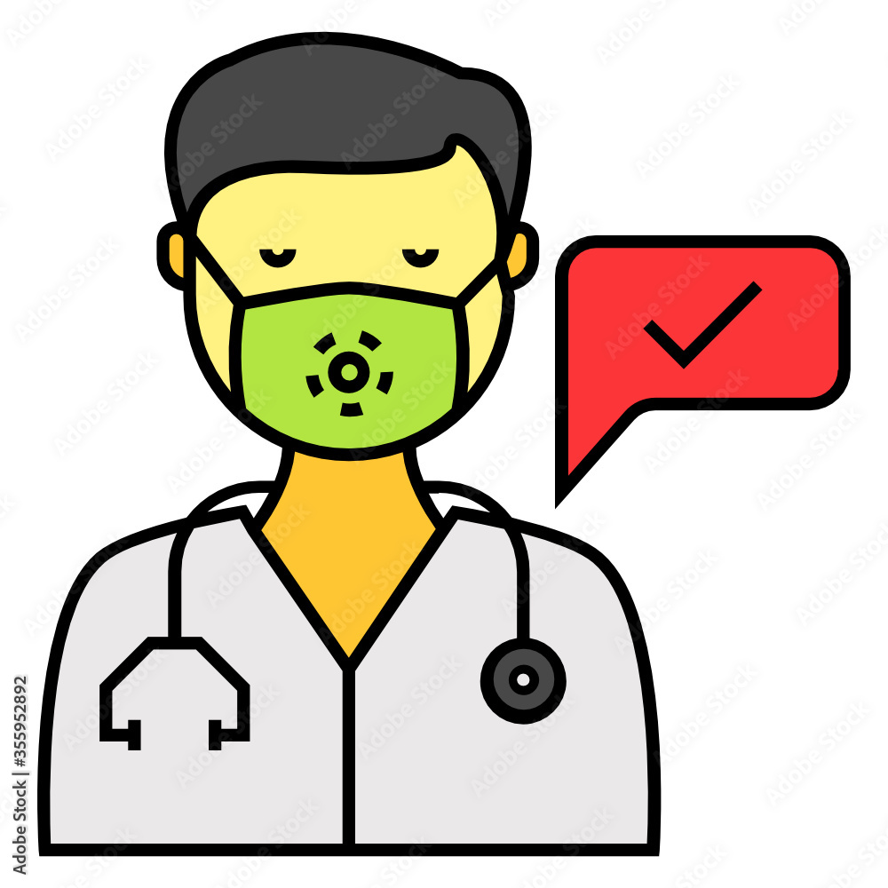 Infectious disease medical expert Avatar Vector color Icon design, Seek the Advice from your doctor on white background, Coronavirus prevention and precautions concept, virologist Avatar  