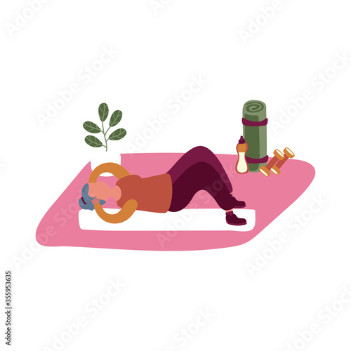 eldery man in home activity free form style
