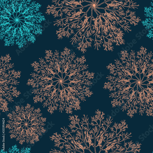 Seamless Pattern with Hand Drawn Twig of Dill