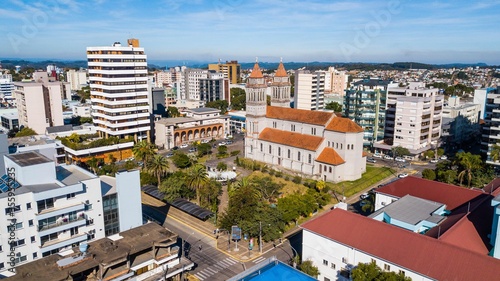 Farroupilha city center - RS. Aerial view of the cathedral and the city center of Farroupilha, Rio Grande do Sul, Brazil photo