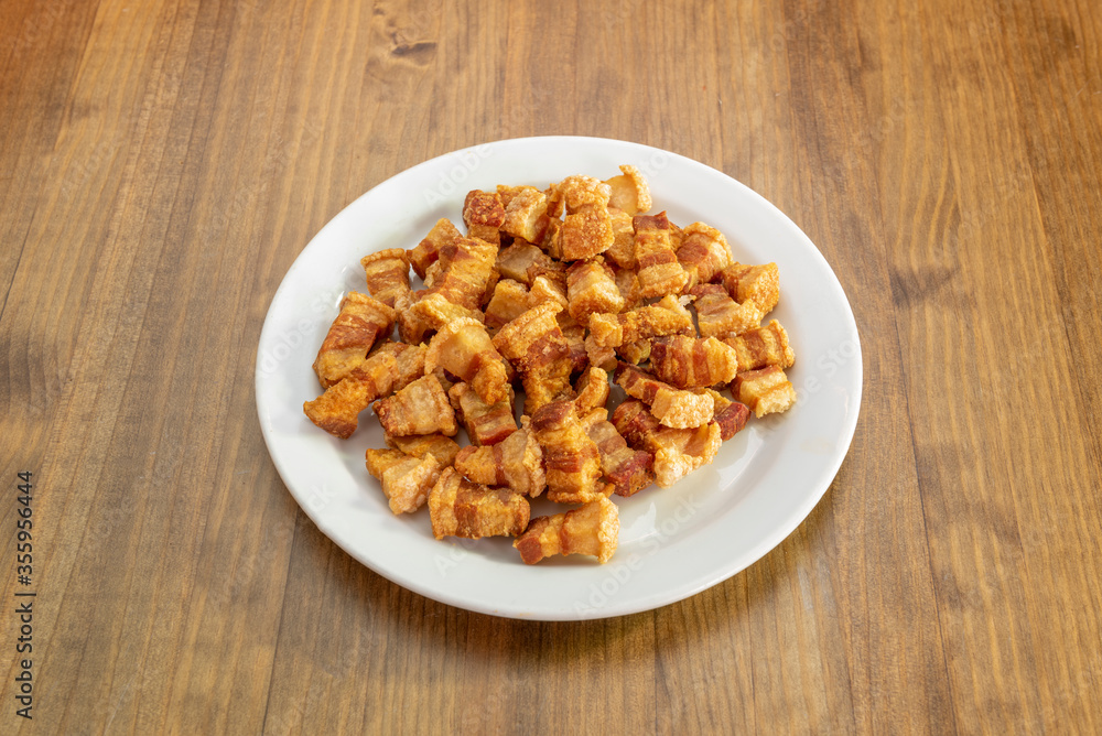 Plate of fried Spanish torreznos Plate of fried Spanish torreznos