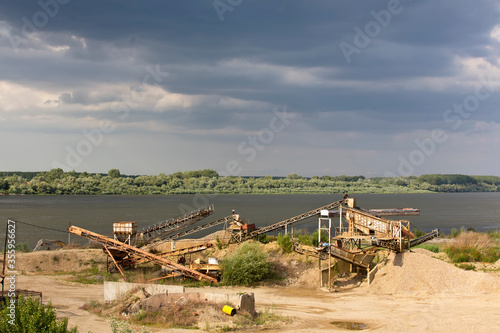 The extraction of sand and stone