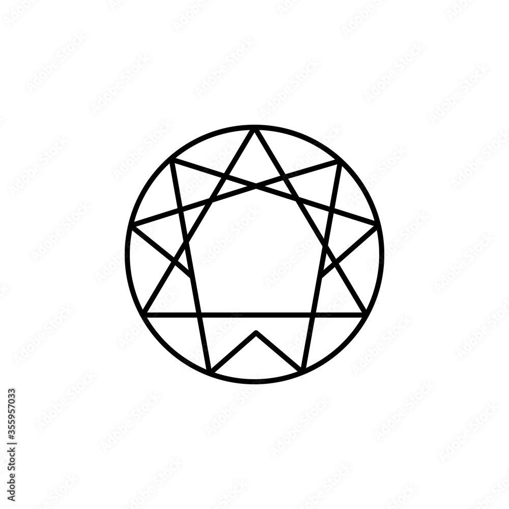 enneagram line illustration icon on white background enneagram line illustration icon on white background