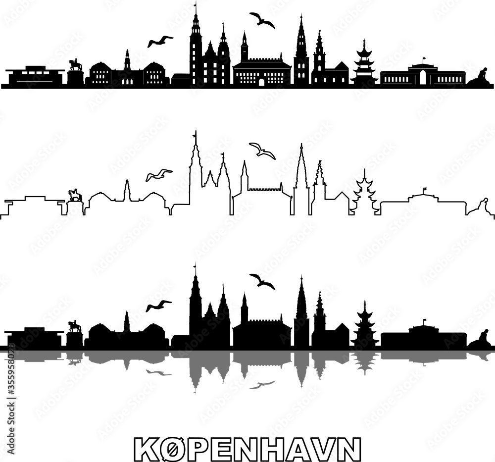 COPENHAGEN City DENMARK Skyline Silhouette Cityscape Vector