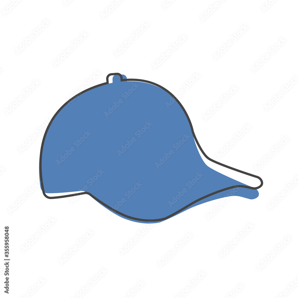 Vector icon baseball cap cartoon style on white isolated background. Vector icon baseball cap cartoon style on white isolated background.