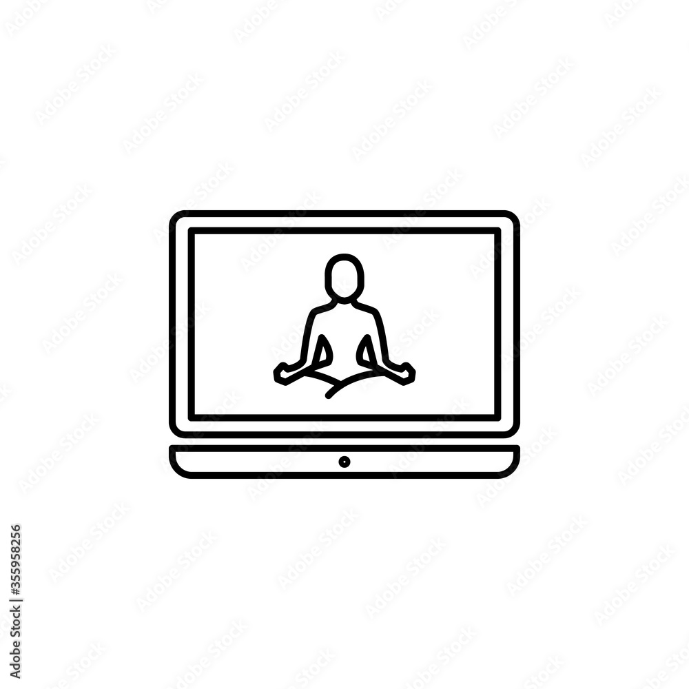 Fototapeta premium laptop line illustration icon on white background