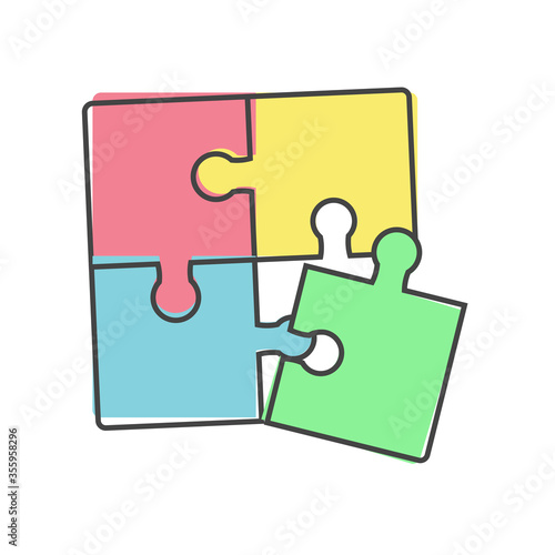 Pazzle color icon. Multicolored pazzle vector icon cartoon style on white isolated background.