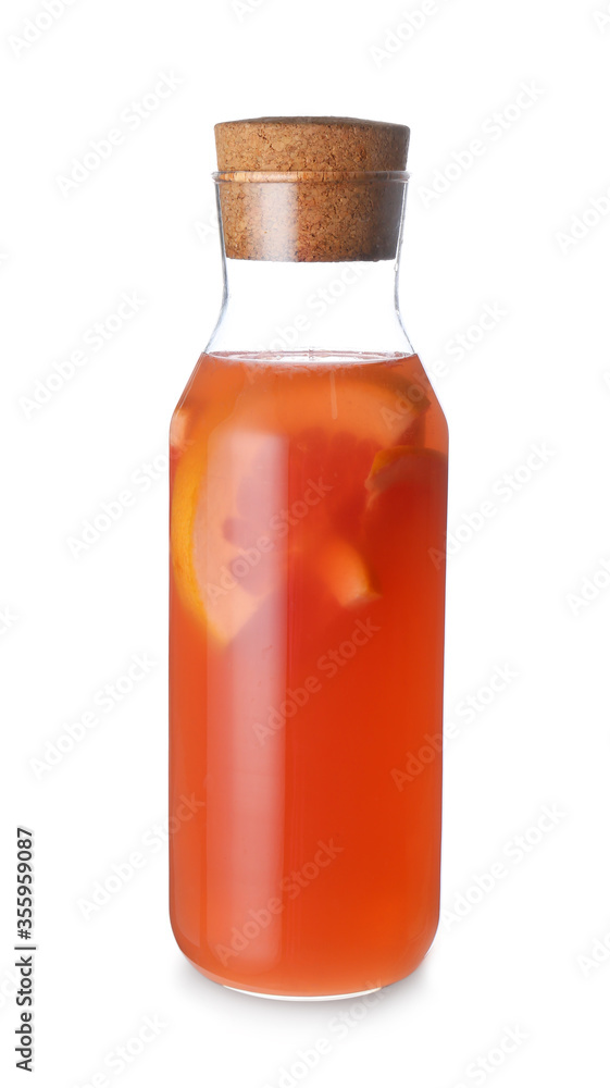 Bottle of fresh grapefruit juice on white background Bottle of fresh grapefruit juice on white background