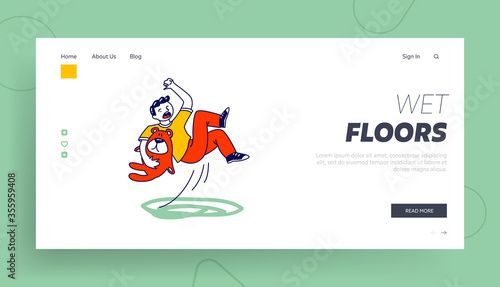 Person Safety, Dangerous Trauma, Danger Accident, Slip and Stumble Landing Page Template