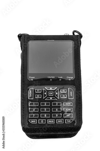 Satellite Systems, Satellite Finder. Device that controls the signal strength. Isolated on a white background. photo