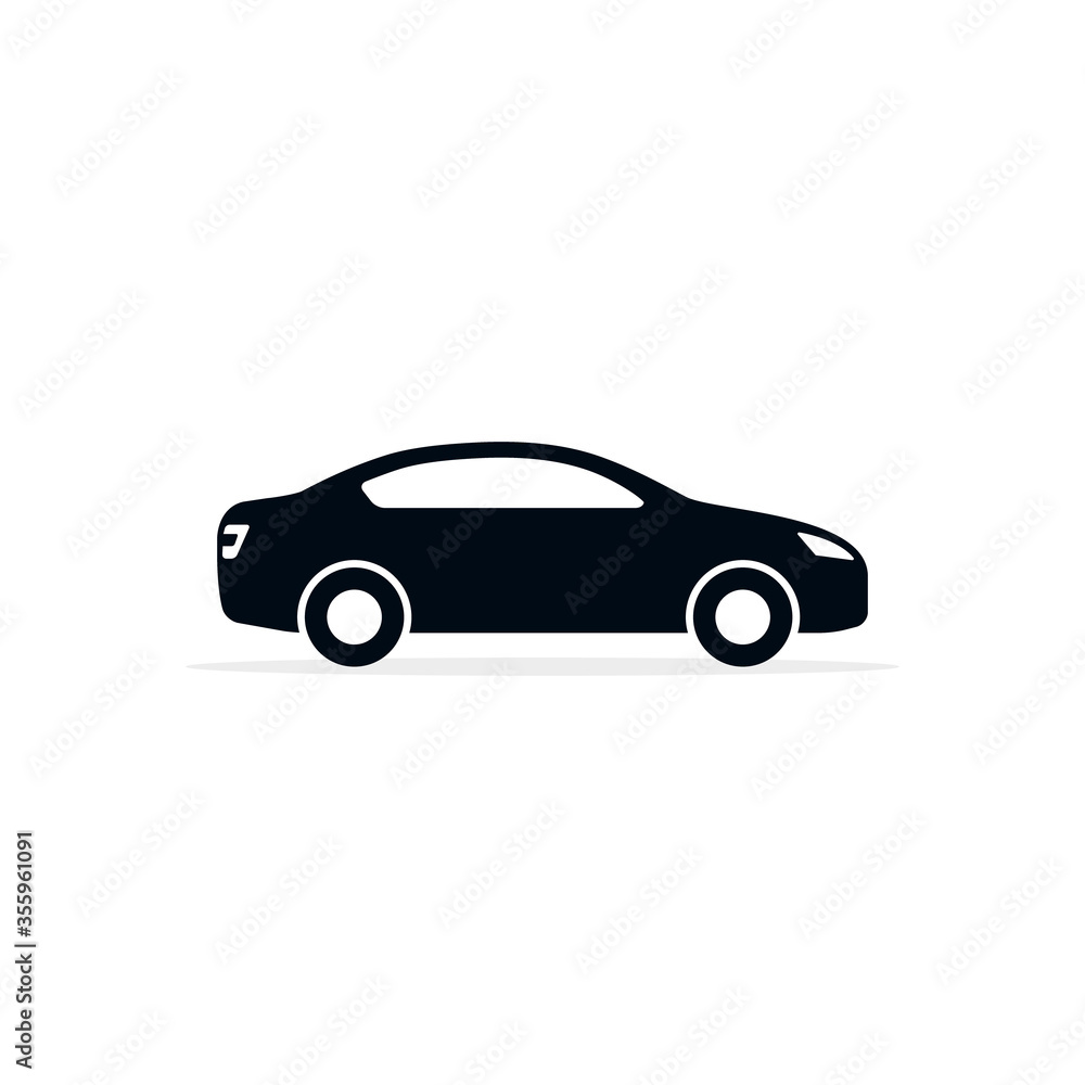 Car Icon, Vector isolated illustration. Side wiew car silhouette