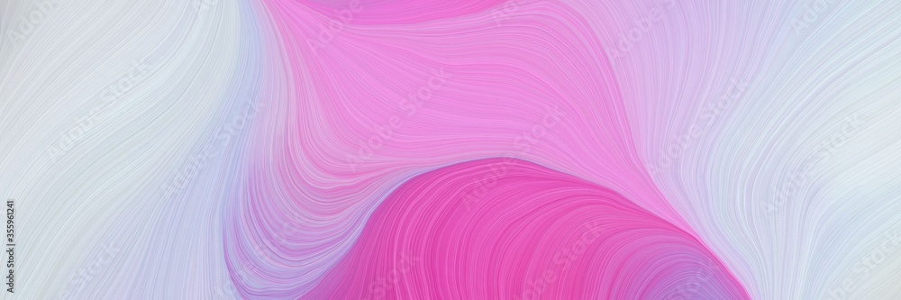 Obraz premium soft abstract art waves graphic with modern curvy waves background illustration with thistle, light gray and neon fuchsia color