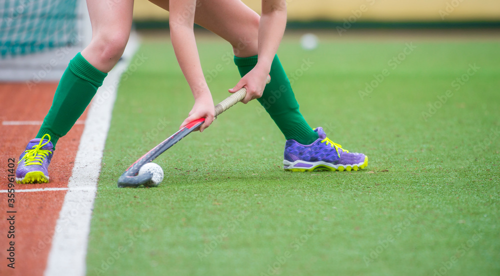 Field Hockey player, ready to pass the ball to a team mate. Hockey is a team game Field Hockey player, ready to pass the ball to a team mate. Hockey is a team game