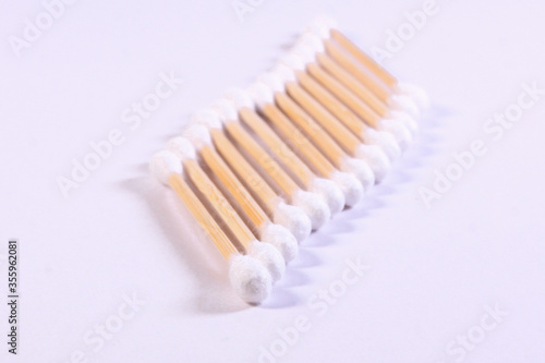 Cutton bud or cotton swab shot on a white background. © MohdFuadbinHamid