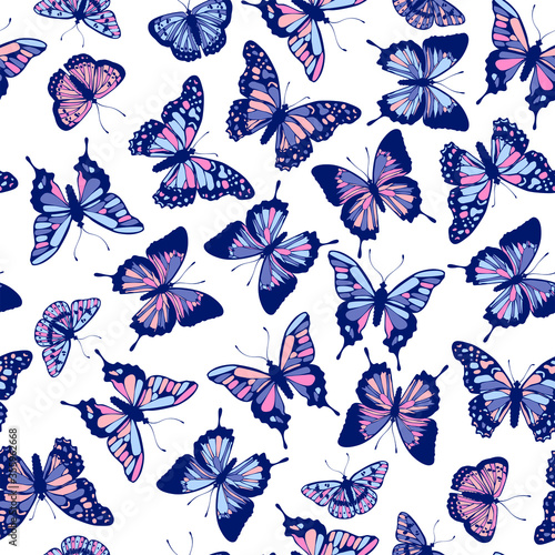 Vector butterflies pattern. Abstract seamless background.
