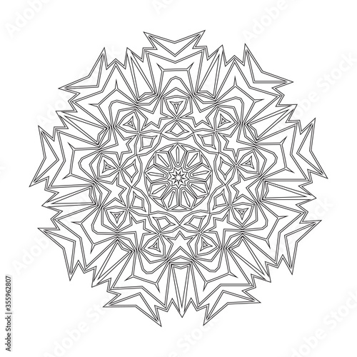 Floral Straight Lined Mandala. Trendy Tattoo Template. Coloring Pages.