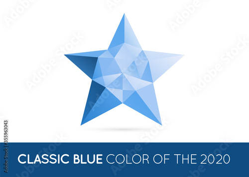 Trendy Crystal Triangulated Gem Sign Element in Trendy Classic Blue Color. Geometric Low Polygon Style. Visual Identity. Vector.