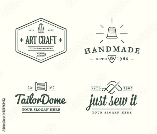 Vector Logo Design. Handmade, DIY, Craft, Tailoring and Knitting.